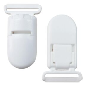 100pack 20mmRibbon Pacifier Plastic Suspender Clips for DIY Teething Toys Baby Blankets Dummy Bib Leash, White