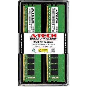 A-Tech 32GB (2x16GB) DDR4 2133 MHz UDIMM PC4-17000 (PC4-2133P) CL15 DIMM 2Rx8 Non-ECC Desktop RAM Memory Modules