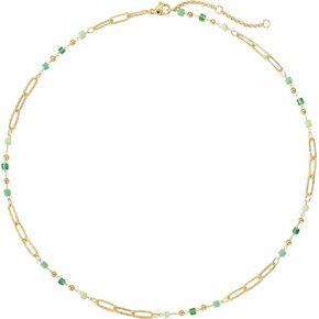 BENEIGE Dainty Gold Necklaces for Women 14K Gold Plated Snake Necklace Pendant with Cubic Zirconia Gold Beaded Chain Necklace Minimalist Simple Jewelry Gift