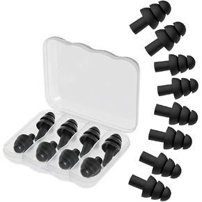 4Pairs Ear Plugs for Sleeping,Soft Silicone Earplugs Noise Cancelling,Black Earplug for Swimming Snoring Concerts Shooting Airplanes.