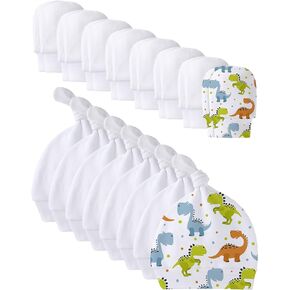 Newborn Baby Hats Mittens Set Blank Sublimation Infant Baby Hats White Newborn Beanie Soft Mittens for 0-12 Months (24)