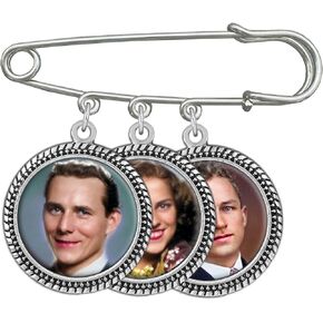 Photo Memory Pin for Wedding Groom Boutonniere Remembrance Charms Holds 3 Pictures with Photo Resizer