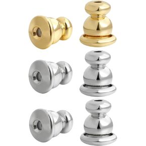 Gold Earring Backs for Studs, 6pcs Pierced Bullet Earring Backings for Droopy Ears Replacement Safety Post Push Suuport Lifters Backer for Diamond Stud,Gold