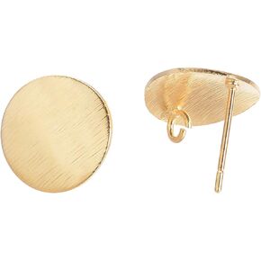 BENECREAT 20PCS 18K Gold Plated Circle Disc Earring Studs Drop Earring Stud with Hoop for DIY Jewelry Making Findings, 15mm in Diameter