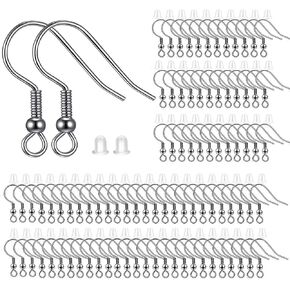 BEADNOVA Fish Hook Earring Hooks 150pcs Stainless Steel Earring Findings with Backs for Ear Wire Supplies Ear Posts Making DIY (150pcs Ear Wires and 150pcs Backs, Total 300pcs)