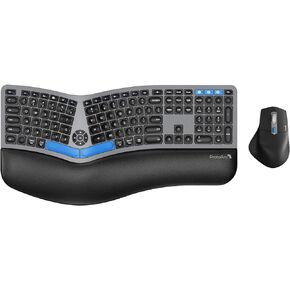 Ergonomic Wireless Keyboard Mouse, ProtoArc EKM01 Plus Full Size Ergo Bluetooth Keyboard Mouse Combo, Split Design, Wrist Rest, Multi-Device, Rechargeable, for Windows/Mac OS - Blue Connect Button in Saudi Arabia