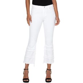 Liverpool Women's Hannah Crop Flare Fray Hem Mid-Rise Stretch Bull Denim Jean 25 1/2"