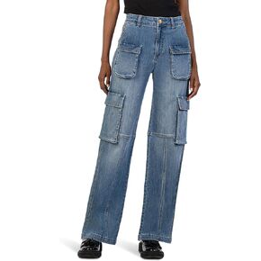 KUT from the Kloth Women's Jean High-Rise Fab Ab Wide Leg-Patch Pockets W/Flaps in Planned