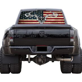GRAPHIX EXPRESS American Flag Decal, Patriotic Red, White, Blue Vinyl Sticker for Truck Rear Window, Universal See-Through Design, Full Window Coverage, Weatherproof