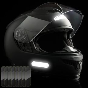 8 Pieces Reflective Stripes Stickers for Motorcycle Helmet, Safety Decals Stickers for Motorcycle High Visibility Motorcycle Helmet Stickers Adhesive Black Reflective Tape for Bicycle Racing Helmets