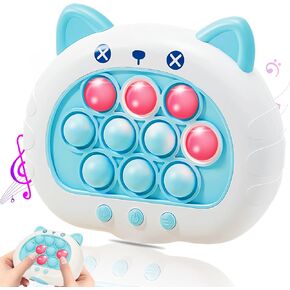 THINHOUS Fast Push Game Light up Toy - Electric Handheld Pop Game Sensory Fidget Toys with Music, Quick Push Bubble Games Birthday Gifts for Kids Teens Adults Age 6 7 8 9 10 12 Year (Blue Cat)