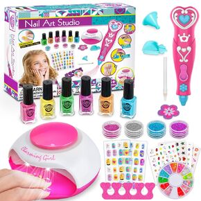 Kids Nail Polish Set for Girls, Kids Nail Art Kit for Girls Ages 7-12 Years Old - Cool Girly Stuff - Girls Gifts Ideas -6 7 8 9 10 11 12 Year