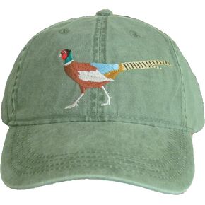 Ring-Necked Pheasant Embroidered Cotton Cap Green in Saudi Arabia