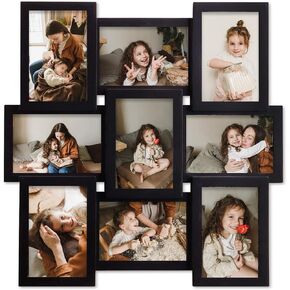 HELLO LAURA - 4x6 Picture Frames Collage for Wall 9 Opening Photo Frames Collage for Wall Decor Lovely Family Collage Frame Gallery Wall Collection Style for Home - Classic Black