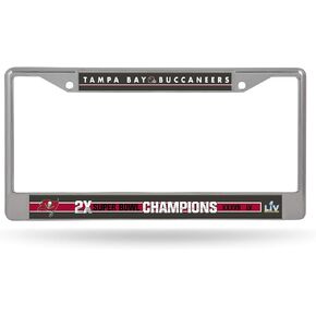 NFL Tampa Bay Buccaneers 2 Time Super Bowl Champs Standard Chrome License Plate Frame