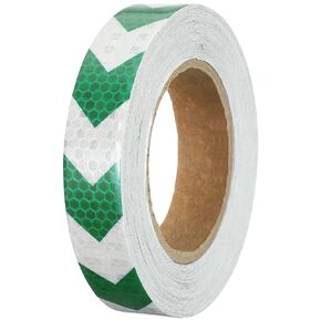 PATIKIL Reflective Tape, 2 Inch x 82 FT Waterproof Self Adhesive High Visibility Safety Warning Arrow Tape Outdoor Reflectors for Trucks Trailers Cars, White Green