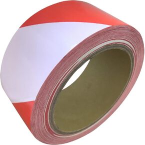 1.9-Inch by 150 Feet Red and White Barricade Caution Tape Hazard Warning Safety Stripe Tape Non-Abrasive Floor Marking Tape for Danger/Hazardous Areas