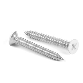 #4 x 1/2" Flat Head Wood Screw, Sheet Metal Screws, Stainless Steel 18-8 (304), White Head, 200 PCS