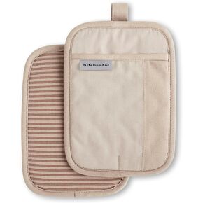 KitchenAid Beacon Two-Tone Non-Slip Pot Holder Set, Navy/Ink, 7"x10", 2 Piece