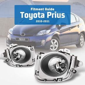 AUTOWIKI Fog Lights For 2010-2011 Toyota Prius 2PCS OEM Replacement Set with Switch and Wiring Kit (OE Style Clear Lens w/Bulbs)