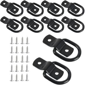 TIMESETL 10 Pack Tie Down Anchor D Rings for Trailers Tie Down Rings for Trailer Truck Bed Bracket Enclosed Points Pickup Camper Surface Mount D-Ring Heavy Duty 1/4"" 2400 Pound Capacity