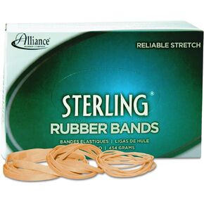 Alliance Rubber 24105 Sterling Rubber Bands Size #10, 1 lb Box Contains Approx. 5000 Bands (1 1/4" x 1/16", Natural Crepe) Beige