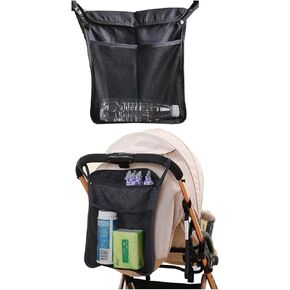 YOLENDAR Baby Stroller Organizer,Black,Umbrella stroller organizer,Extra pockets to store snacks/wipes items,Holds water bottles, toddler sweat shirt etc (Black)