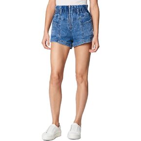 [BLANKNYC] Womens Indigo Knit Denim Elastic Waist Short, Stylish Clothing in Kuwait