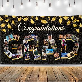 KatchOn, Congratulations Grad Photo Banner - XtraLarge, 72x44 Inch | Personalized Graduation Banner, 2024 Graduation Party Decorations | Graduation Photo Backdrop, Graduation Decorations Class of 2024