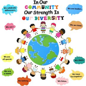 31 Pcs Bulletin Board Decoration Set Classroom Decorations Diverse Children Borders Cutouts for Party School Student Teacher (Our Strength is Our Diversity)