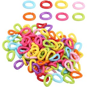 100Pcs Plastic Bird C Clips Hooks Chain Links DIY Toys Mix Color Premium Material, Durable Bright Colors Bulk DIY Easy to Slip and Move