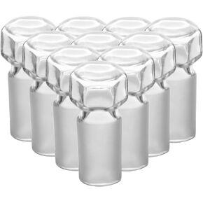 Hex Head Hollow Glass Stopper, (10-Pack) Hexagonal Head Glass Lab Hollow Stopper for 14/20 Standard Taper Joint Stopper Outer Joint Glass with Closed Bottom