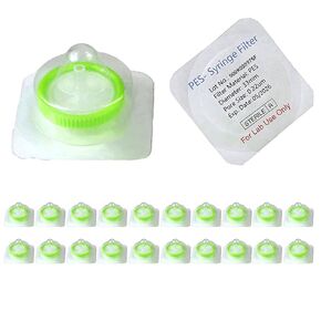 20 Pack Syringe Filter Sterile PES 0.22um Pore Size, 33mm Membrane Diameter, PES Hydroplihic Filtration High Throughput for Lab HPLC Sample Preparation Individually Packed by Labfil