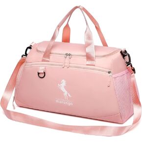 Marengo Durable Gym Bag with Shoes Compartment Lightweight Travel Bags Waterproof Sports Duffle Bag for Carry-on Overnight and Weekender Sports Yoga Mommy Maternity Pink