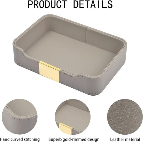 Leather Valet Tray Desktop Jewelry Storage,Luxury Perfume Tray Nightstand Organizer Entryway Decorative Tray,for Jewelry Watch Cosmetics Keys Phone Wallet Home & Office Accessories,Black in Saudi Arabia