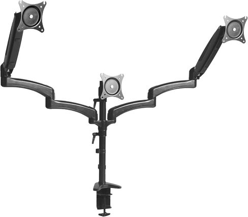 VIVO Triple Monitor Height Adjustable Desk Mount, 2 Pneumatic Arms, 1 Fixed, Counterbalance Stand, 17.6 lbs Weight Capacity, Max VESA 100x100, Fits up to 32 inch Screens, Black, STAND-V103G in Saudi Arabia