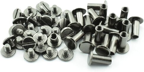 60 Sets Black Chicago Screws 3/8 Inches Screw Posts Metal Accessories Nail Rivet Chicago Button for DIY Leather Decoration Document Book Album Bookbinding Round Flat Head Stud Screw M5x10 in Saudi Arabia
