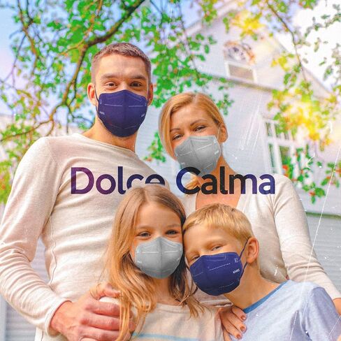 أقنعة الوجه Dolce Calma KN95، 10 عبوات متعددة الألوان مغلفة بشكل فردي، قناع ملون مريح وقابل للتنفس من 5 طبقات للبالغين من الرجال والنساء، مشبك أنف قابل للتعديل وحلقة أذن مرنة (أزرق ورمادي) in Saudi Arabia
