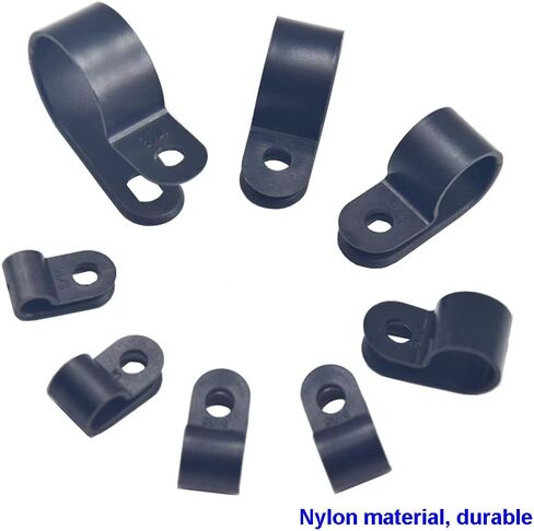 160 pcs Cable Clamp Nylon R-Type Cable Clips Clamp Assortment Kit for 1/8", 3/16", 1/4", 5/16", 3/8", 1/2", 5/8", 3/4" Wire (Black) in Saudi Arabia