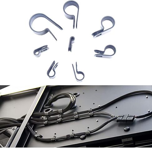 160 pcs Cable Clamp Nylon R-Type Cable Clips Clamp Assortment Kit for 1/8", 3/16", 1/4", 5/16", 3/8", 1/2", 5/8", 3/4" Wire (Black) in Saudi Arabia