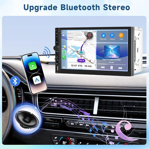 【Upgrade】 Wireless Carplay Double Din Car Stereo, 7"HD Touch creen Car Radio Support Android Auto Bluetooth 5.0 Mirror Link FM EQ SWC USB/AUX/Type-C, Car Audio Receiver with Backup Camera in Saudi Arabia