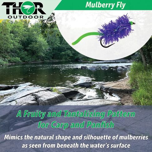 Mulberry Fly Fishing Flies - 6 Pc Set, Hook Size #10 for Carp, Panfish, Bluegill in Kuwait