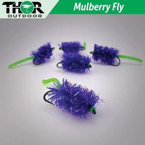 Mulberry Fly Fishing Flies - 6 Pc Set, Hook Size #10 for Carp, Panfish, Bluegill in Kuwait
