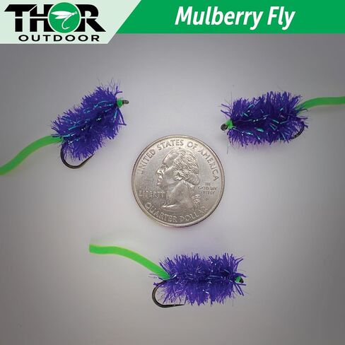 Mulberry Fly Fishing Flies - 6 Pc Set, Hook Size #10 for Carp, Panfish, Bluegill in Kuwait