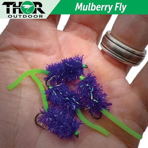 Mulberry Fly Fishing Flies - 6 Pc Set, Hook Size #10 for Carp, Panfish, Bluegill in Kuwait