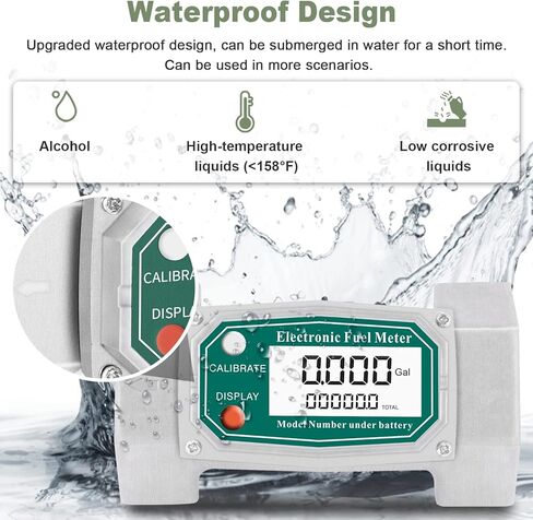 مقياس تدفق التوربينات مقاوم للماء مقياس تدفق الوقود الرقمي 16-132GPM لوقود الديزل زيت الكيروسين الميثانول (2 ") in Kuwait