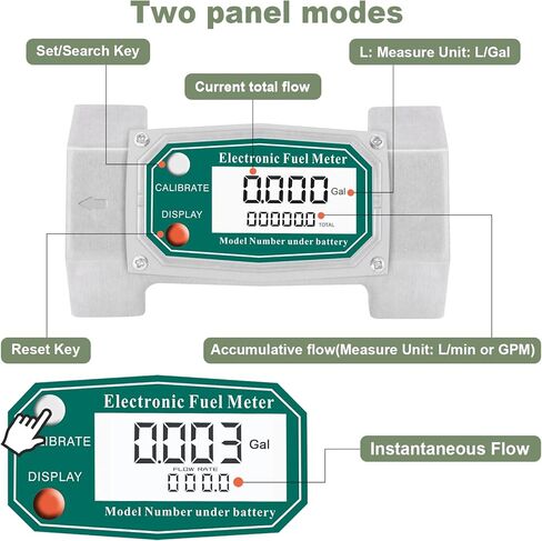 مقياس تدفق التوربينات مقاوم للماء مقياس تدفق الوقود الرقمي 16-132GPM لوقود الديزل زيت الكيروسين الميثانول (2 ") in Kuwait
