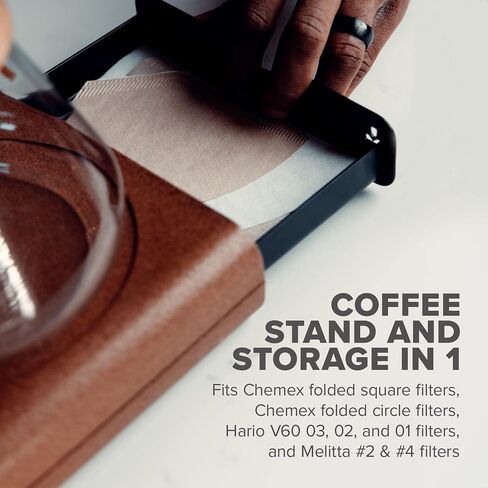 Caddy for Chemex Coffee Makers, Coffee Filter Storage Stand, Coffee Station Organizer, Bodum, Coffee Gator Carafes, for All Pour Over Coffee Makers - Pour Over Companion by PBD in Saudi Arabia
