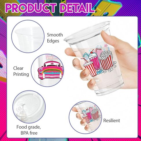 60 Pcs 50's Party Plastic Cups 12oz,1950's Rock and Roll Disposable Cups Back to 50s Retro Party Tableware 50's Theme Party Decorations for 50's Theme Birthday Party Music Party Supplies in Saudi Arabia
