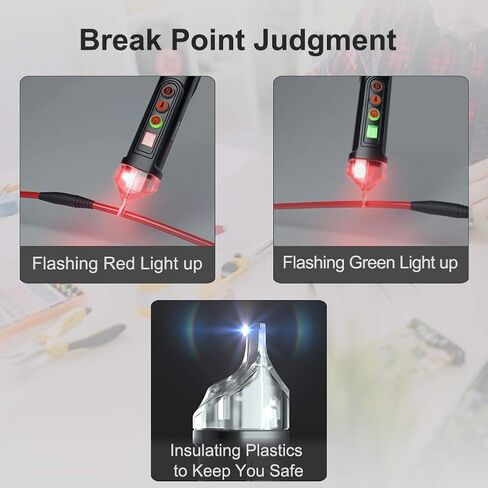 جهاز اختبار الجهد الكهربي، LOMVUM جهاز اختبار الجهد الكهربي المزدوج غير المتصل ثنائي المدى 12 فولت - 1000 فولت / 48 فولت - 1000 فولت مع مصباح يدوي LED، وضع التنبيه وحكم السلك المباشر/الفارغ in Kuwait